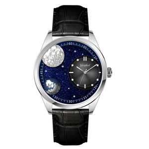 Reloj de Pulsera Clásico para Hombre, Diseño de Luna Azul y Tierra, Esfera Esmaltada 3D, Correa de Cuero, Reloj Mecánico Automático de Lujo NH50 - Product Image 1
