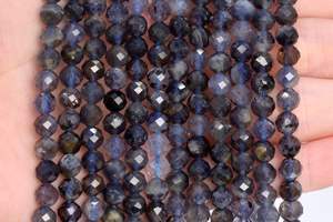 Cuentas de Iolita de Color Profundo, Piedras Preciosas Naturales Genuinas, Cuentas Sueltas Redondas Facetadas, Lote a Granel de 15.5 Pulgadas y 7.5 Pulgadas, Venta al Por Mayor - Product Image 3