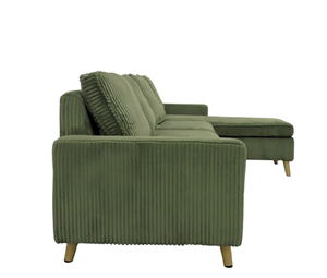 L Shape <b>Sofa</b> Velvet Four Seat Modern Corner <b>Sofa</b> With Wooden Legs <b>Sofa</b> <b>Bed</b> For Apartment Hotel and Home Living Furniture - Product Image 5