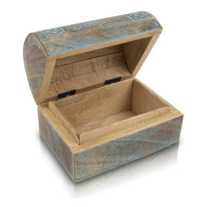 Boîte personnalisée en bois sculpté Boîte de rangement de bijoux en bois de manguier Cadeaux de mariage Boîte ovale créative à bagues en bois rétro pour cadeaux - Product Image 4