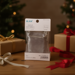 Sacchetti Regalo in Organza Ilan 7x9 Cm 8 Pezzi Colore Argento - Product Image 2