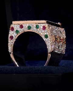 Custom Crown <b>Ring</b> for Men 14k Gold <b>Iced</b> Out Pinky <b>Ring</b> Ruby Emerald Royal Statement <b>Ring</b> Personalized Hip Hop Jewelry - Product Image 4
