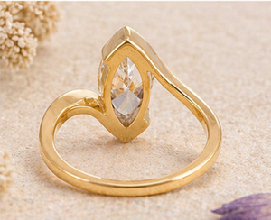 14K Gold Marquise Diamond Ring Minimalist Open Band Engagement Ring Fine Jewelry <b>Wedding</b> <b>Gift</b> for Women - Product Image 5