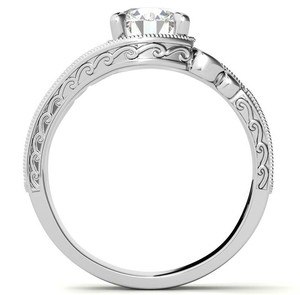 Bague de Mariage Solitaire en Moissanite Ronde Plaqué Or Blanc Argenté, Luxe Scintillant, Cadeau d'Anniversaire pour Femme - Product Image 2