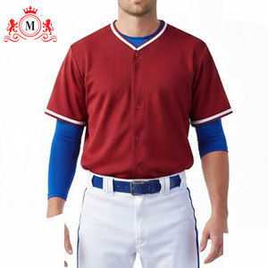เสื้อเบสบอลสีแดงสำหรับผู้ชายพร้อมกางเกงสีขาวขอบสีน้ำเงินชุดยูนิฟอร์มโพลีเอสเตอร์ระบายอากาศได้ขนาดผู้ใหญ่ - Product Image 6