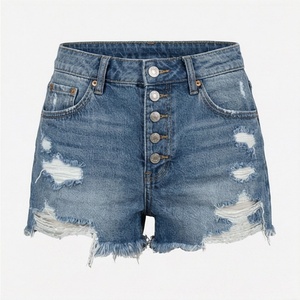 กางเกงยีนส์ขาสั้นผู้หญิงแบบทำลายพิเศษ กระโปรงขาดๆ สำหรับสาวๆ กระโปรงผ้าฝ้ายมีกระเป๋า เสื้อผ้าแฟชั่นลำลองคุณภาพพรีเมียม _1 - Product Image 1