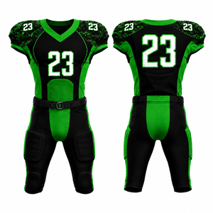 Uniforme de Fútbol Americano Personalizado para Hombre, Sublimado, Transpirable, de Poliéster Verde y Negro, Número 23 - Product Image 1