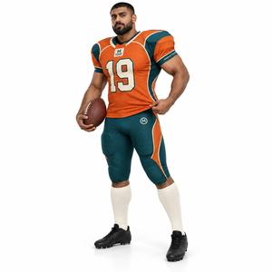 Tenue de football américain personnalisée pour hommes adultes, maillot et pantalon de football sublimés, spandex/polyester, respirant, antibactérien - Product Image 2