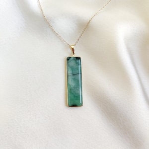 Natural <b>Emerald</b> Rectangle Cut 14K Gold <b>Pendant</b> 11x36mm Fine <b>Emerald</b> Jewelry <b>Pendant</b> For Women Wholesale Gold Gemstone <b>Pendant</b> - Product Image 6