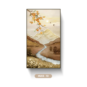 Meilleures ventes OEM ODM Art mural paysager en soie, paysage de montagne, cascade de rivière, œuvre d'art faite à la main NUI3-12, décoration intérieure Vietnam - Product Image 1