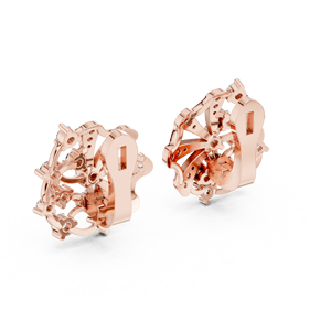 Pendientes de diamantes redondos únicos cultivados en laboratorio con clip, engastados en oro rosa de 18 quilates, para uso diario, fiestas y regalos para mujeres. - Product Image 3