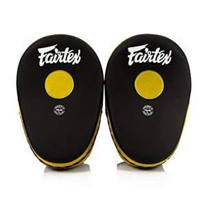 นวมชกมวย Fairtex รุ่นล่าสุด หนังแท้ สีเหลืองและดำ แบบสั่งทำพิเศษ พร้อมที่ครอบนิ้วสำหรับคิกบ็อกซิ่ง Fairtex Focus Mitt - Product Image 2