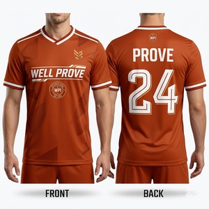 Camiseta de Fútbol Premium de 160 GSM, Ropa Deportiva Transpirable, Logotipo Personalizado con Impresión Digital, Manga Corta, Diseño con Paneles Naranja y Negro - Product Image 2