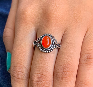 Bague en argent sterling 925 avec pierre de cornaline, faite à la main, coupe ovale, pour un cadeau de mariage, de Noël ou de la Saint-Valentin - Product Image 2