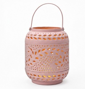 Lanterne suspendue en métal gravée, cadeau tendance, découpée, rose, lanterne suspendue, bougeoir votif marocain, terrarium, bougeoir votif pour la décoration - Product Image 2