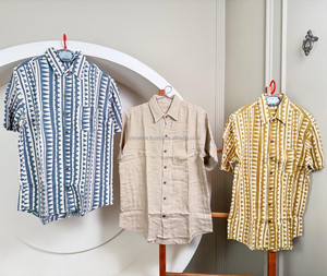 Chemises à boutons respirantes d'été décontractées et décontractées de couleur unie en coton et lin grande taille pour hommes unisexe - Product Image 3