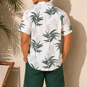 Men's Casual Beech Wear Summer Shirt 300 Grams Breathable Quick Dry Eco-Friendly Short Sleeve Floral Print Design 100% Polyest - Product Image 2