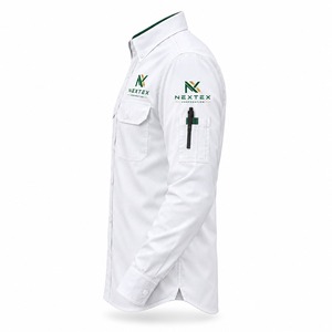 Chemise d'uniforme d'entreprise pour homme, chemise de travail blanche en coton respirant à manches longues avec impression de logo, mode professionnelle - Product Image 3