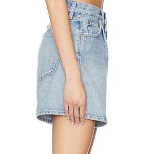 Shorts de mezclilla rectos casuales de verano para mujer, talla grande, personalizados, sexys, de cintura alta, con dobladillo deshilachado y aberturas, lavado claro, estilo streetwear - Product Image 6