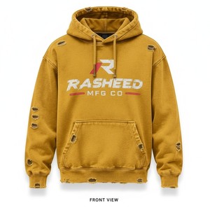 Sudadera con capucha para hombre, estilo desgastado, oversize, de forro polar de algodón, con efecto salpicado de pintura, lisa, estilo urbano, personalizada, al por mayor - Product Image 2