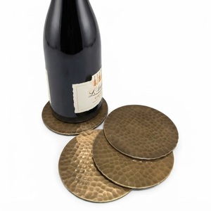 Luxury Gold Finish Hammered Metal Coasters Set Of 4 Metal Drink Coasters Table Placemats Wholesale <b>Bar</b> Hotel Cup <b>Mats</b> Supply - Product Image 1