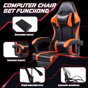 Sedia da Gaming Ergonomica Girevole con Poggiapiedi in Pelle PU per Adulti, Reclinabile, con Supporto Lombare per Ufficio e Gaming - Product Image 3