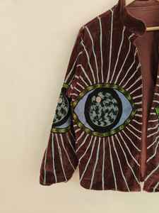 Spiritual Evil <b>Eye</b> <b>Protection</b> Handmade Velvet Suzani Jacket Reversible Eco-Friendly Winter Bohemian Artistic Outerwear Short - Product Image 4