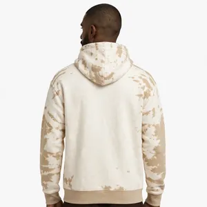 Sweat à capuche Falcon en molleton de coton beige tie-dye, motif graphique, style streetwear, de la marque Accept Industry - Product Image 3