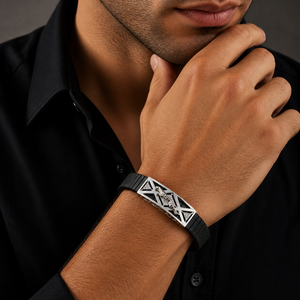 Bracelet à maillons noirs en argent sterling 925, zircone cubique, motif panthère géométrique, poli miroir, pour homme et unisexe, idéal pour les fêtes, les mariages et le quotidien - Product Image 4