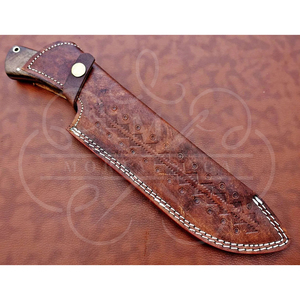 Cuchillo Bowie de Acero de Damasco Forjado a Mano, Diseño Compacto de Alta Calidad, con Orificio para el Dedo y Funda de Madera de Palisandro, para Campismo y Senderismo al Aire Libre - Product Image 6