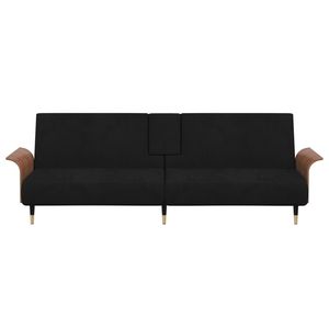 Divano Letto in Velluto Nero con Struttura in Metallo per Spazi Compatti - Product Image 4