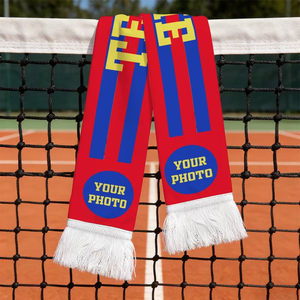 ผ้าพันคอยาวออกแบบเองสำหรับแฟนคลับฟุตบอล พิมพ์ลายทีมฟุตบอล ผ้าถักแฟชั่นสำหรับผู้ชาย วัสดุอะคริลิก 100% - Product Image 6