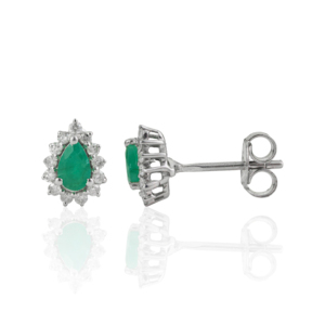 Beautiful Classy Pear Cut Natural <b>Emerald</b> Cluster 925 Sterling Silver Fine <b>Studs</b> Earrings For Women Wholesale Price Jewelry - Product Image 3