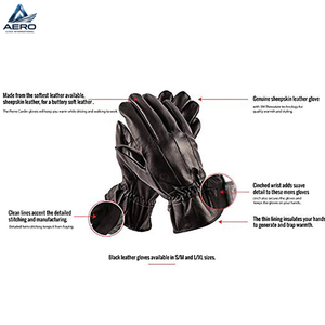 Gants de conducteur en cuir de vachette noir souple de haute qualité, durables et respirants, à poignets élastiqués, pour usages multiples (OEM/ODM) - Product Image 3