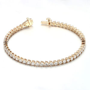 Zyorio Jewels 14K Gold Plated Bezel Setting Diamond Chain Link <b>Charm</b> Bracelet Classic Design Women/Unisex Wedding Gift - Product Image 5