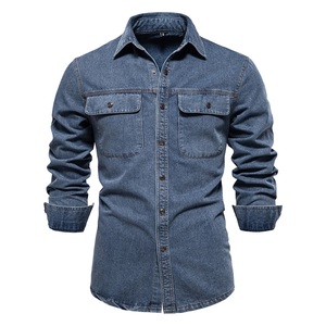 Camisa de Mezclilla para Hombre, Estilo Occidental, Color Azul Claro Lavado, 100% Algodón, Cuello Camisero, Personalizable, Ecológica - Product Image 2