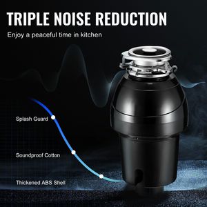 Dissipatore di rifiuti alimentari a alimentazione continua da 1.25HP con sistema EZ Connect e riduzione del rumore, unità per lo smaltimento dei rifiuti per prese di tipo UK e US - Product Image 4
