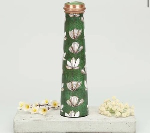 Copper Meena Printed Eco-Friendly Handmade <b>Decorative</b> Water Bottle <b>Lid</b> Straw Cap Dishwasher Safe Anti-Corrosion Drinkware - Product Image 2
