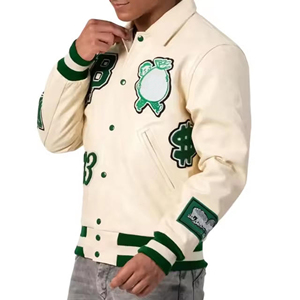 Chaqueta Varsity de Invierno Estilo Casual, Colores y Tallas Personalizables, Tejido de Lana Transpirable de Secado Rápido, Logotipo Frontal Vintage - Product Image 2