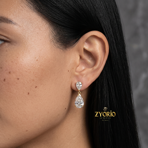 Pendientes de Diamantes con Corte Pera Cultivados en Laboratorio, Oro Amarillo de 18K, Chapados en Rodio, Joyería de Lujo para Novia, Boda, Mujer - Product Image 5