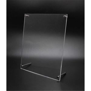 Premium High Transparent Acrylic Sign Holder Table Top Picture <b>Frame</b> Perspex <b>Double</b> Sided <b>Photo</b> <b>Frame</b> Stand With T-Shape Base - Product Image 5