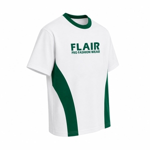 Men's Premium Color Block <b>T</b>-<b>Shirt</b> | <b>White</b> & Green Performance Crew Neck Tee | Regular Fit Athletic Casual Wear - Product Image 4