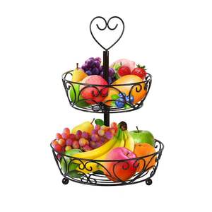 Support de rangement en métal noir à 3 niveaux pour fruits et légumes, paniers de rangement pour la cuisine, prix d'usine en gros - Product Image 3