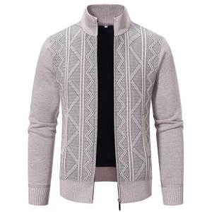 Mens Knitted <b>Cardigan</b> <b>Thick</b> Sweater Full Zip O-Neck Warm Jumper Fleece Lined Winter Coat Cotton/Bamboo Fiber Raised Rubber Print - Product Image 4
