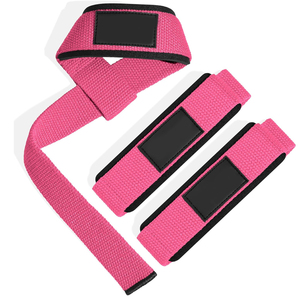 Sangles de levage en nylon rose avec fermeture Velcro réglables pour la musculation en salle de sport, unisexe, extensibilité modérée, design respirant - Product Image 3
