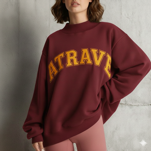 Sweat-shirt pour femme en molleton épais, doux, respirant, écologique, à col montant, coupe oversize, avec logo personnalisé brodé sur le devant, pour l'automne - Product Image 1