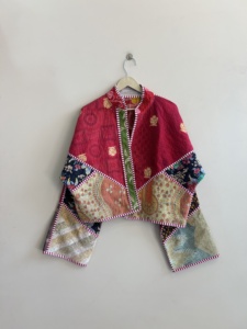Indian Handmade <b>Patchwork</b> Quilted Boho <b>Jacket</b> Women Cotton Coat Vintage Kantha <b>Jacket</b> Reversible Overcoat Short <b>Jacket</b> - Product Image 1
