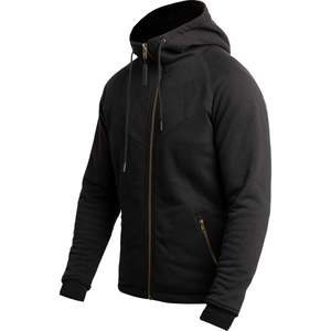 Sudadera con capucha y cremallera para hombre, estilo motociclista, forro polar, chaqueta de motociclista ligera, con armadura de seguridad, impermeable, para carreras, talla grande - Product Image 2