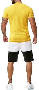 EDOOR WEARS Outdoor Winter Casual Men's <b>Polyester</b>/Cotton Solid <b>T</b>-<b>Shirts</b> Shorts Sets Custom Made Gym Fitness Workout Twin Set - Product Image 3