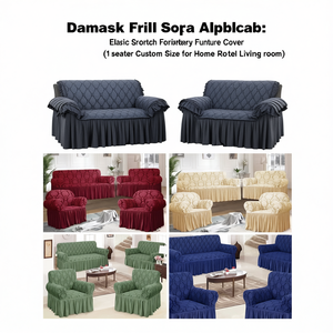 Funda de Sofá con Volantes de Damasco, Elástica, de Poliéster, para 1 Plaza, Tamaño Personalizado para Hogar, Hotel, Sala de Estar - Product Image 3